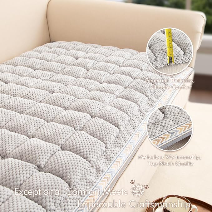 Couch Cover for Sofa, Sectional Couch Cover for Dogs, Sofa Cover Washable, Cushion Cover Blanket Pad Bed Mat for Pets, Chenille Furniture Protector, Grey, 27.6x59in