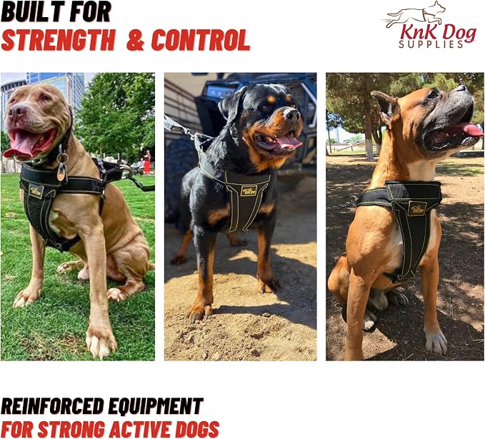KNK Heavy Duty Tactical Dog Harness for Pitbull, Large & XL Breeds | Adjustable Padded Dog Harness for Large Dogs and Bullies with Reinforced Chest Support for Training, Walking, Strong Pullers