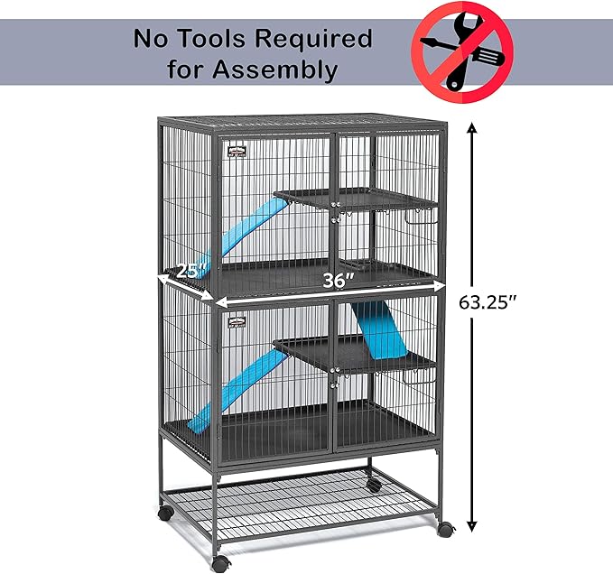MidWest Homes for Pets Ferret Nation Double Unit Small Animal Cage, 4 Tiers, Includes Pans, Shelves, Ramps & Covers, for Ferrets & Small Animals