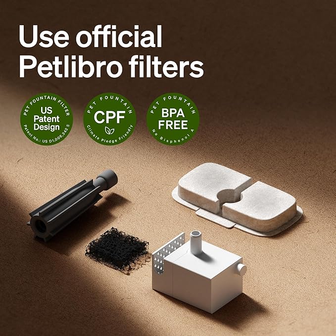 PETLIBRO Dockstream Cat Water Fountain Filters Replacement, 6-Pack Pet Water Fountain Filter, Cat Fountain Filter for PLWF106/116/105/115/005/305, PETLIBRO Water Fountain Filter, 3-Month Supply