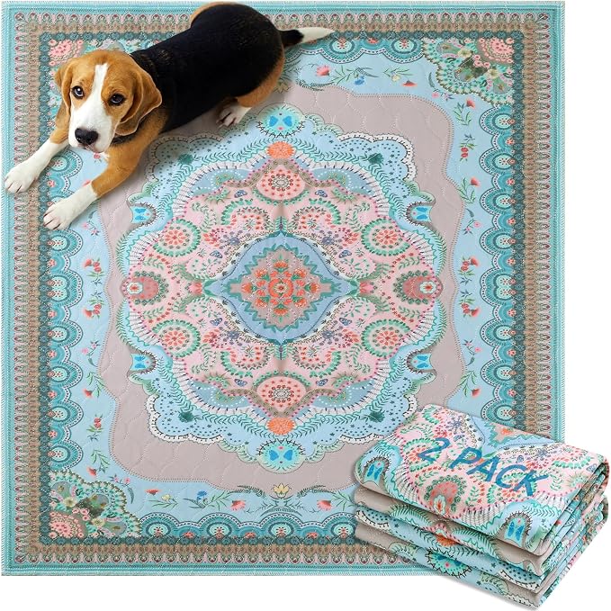 Aitmexcn Washable Pee Pads for Dogs, 2 Extra Large Puppy Pads, 48'' x 48'' | Highly Absorbent, Waterproof Layer, Machine Washable, Non-Slip Bottom, For Large Playpens and Multiple Pets