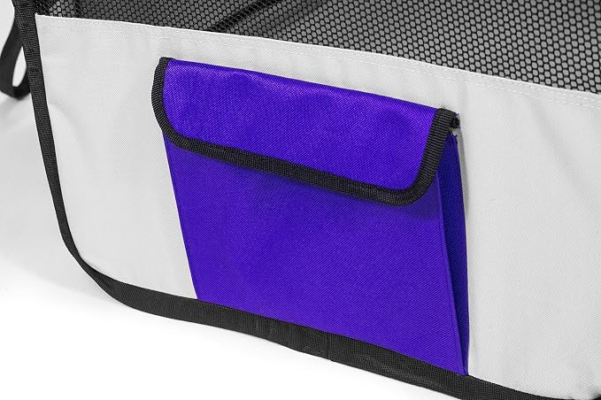 Pawer 45”×24” 8-Panel Foldable Pet Playpen, Violet+Grey, Personalize Embroidery Extra Fabric Piece Available, for Cat/Dog/Puppy, 600D Oxford Cloth Portable Indoor & Outdoor Kennel with Carry Bag