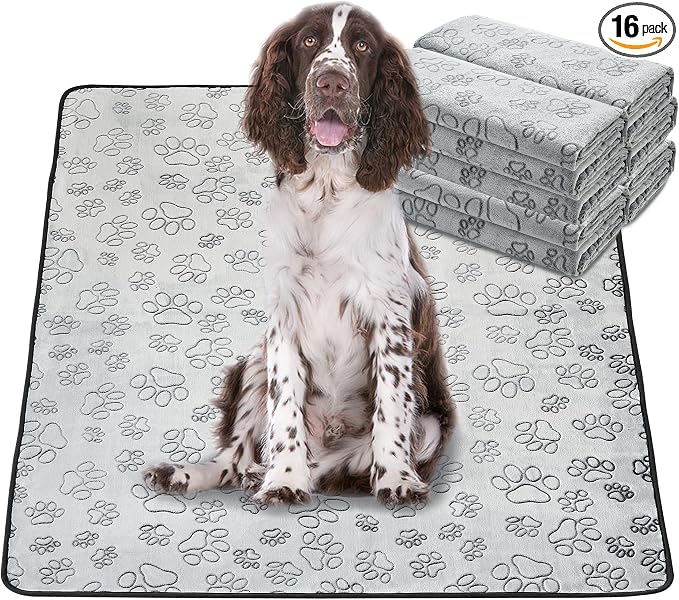 Reusable Puppy Pads, Washable Pee Pads, Leakproof 48"x 30" 16 Pack | High Absorbency Dog Training Pads, Wee Wee Pads With Waterproof Non-Slip Base For Indoor Potty, Crates, Playpen & Senior Dogs