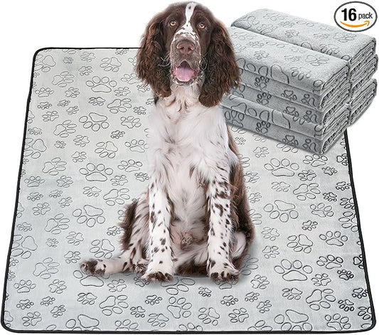 Reusable Puppy Pads, Washable Pee Pads, Leakproof 48"x 30" 16 Pack | High Absorbency Dog Training Pads, Wee Wee Pads With Waterproof Non-Slip Base For Indoor Potty, Crates, Playpen & Senior Dogs