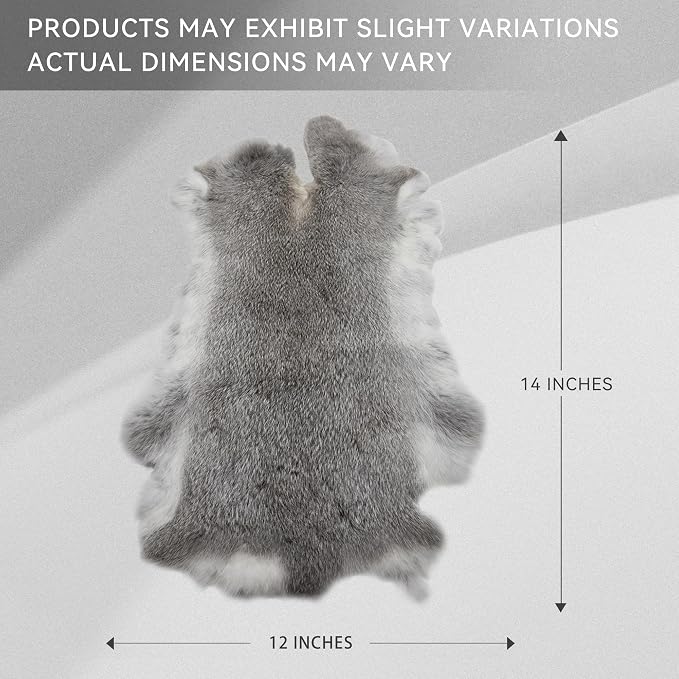 Craft Rabbit Fur Pelt Skin Genuine Tanned Animal Hide with Sewing Quality Leather 12" by 14" for Decoration DIY Crafts Cat Dog Toys Fur Fabric（5Pcs, Grey）