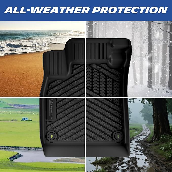 Michelin Vehicle Mats, Premier Series All-Weather TPE Custom Fit Liner for Honda Accord Gasoline & Hybrid 2023-2027 Floor Mats A(3 Piece)