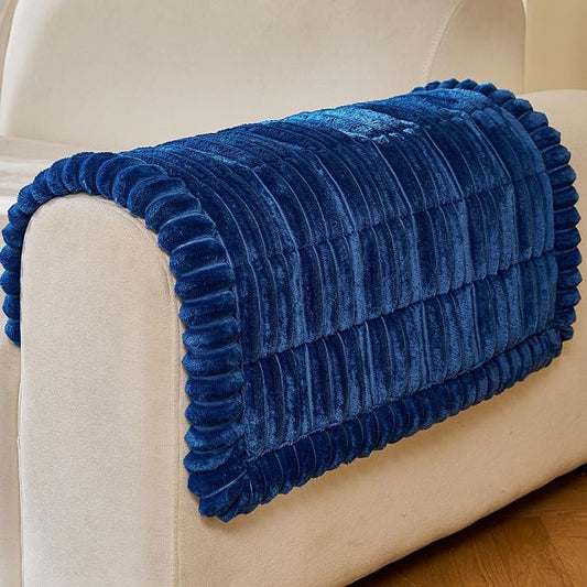 FUANGUI Waterproof Armrest Couch Cover for Dogs,27.6" x 27.13", Navy Blue | Non-Slip Backrest Cover Recliner Chair Protector, Fuzz Soft Armchair Armrest Cover Washable Couch Covers Sofa Pet Friendly