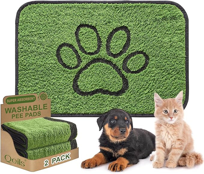 Reusable Dog Pee Pads, Washable Puppy Pads, Leak-Proof 24"x36" 2 Pack | Super Absorbent And Non-Slip Potty Training Pads, Soft Paw Print Plush Design, Ideal For Crates, Couch, Car Seats & Pet Beds