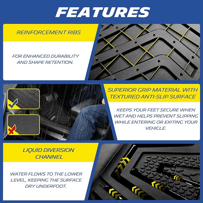 Michelin Vehicle Mat, All-Weather TPE Custom Fit Liner for Tesla Model Y 5 Seat Floor Mats 2025-2027 (6 Piece), Elite