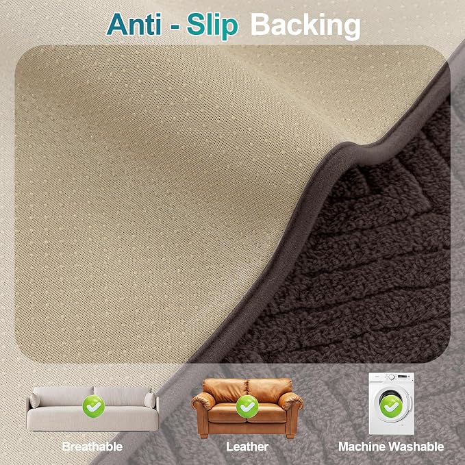 Turquoize Waterproof Couch Cover for Dogs Fuzzy Pet Couch Covers for Sofa Thick Dog Bed Cover Non-Slip Sofa Covers for 3 Cushion Couch Protector Slipcover Pet Friendly (Brown, 36" x 72")