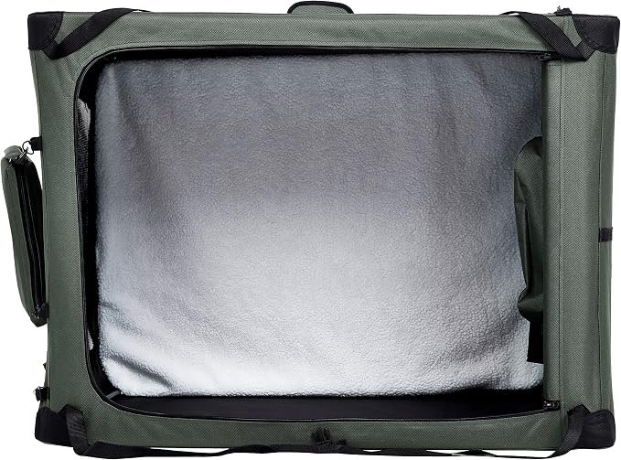 Amazon Basics Portable Foldable Soft Pet Dog Crate Carrier Kennel with Mesh Windows, Ventilation, Pockets for Large Dogs, 42 x 31 x 31 inches, Grey