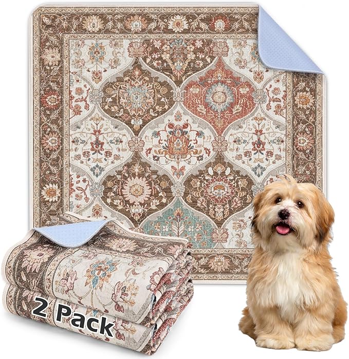 2PACK Washable Pee Pads for Dogs, Reusable Dog Pads Upgrade Non-Slip Dog Pee Pads Heavy Absorbency Puppy Pee Pads Quick Dry Whelping Pads/Waterproof Puppy Training Pad