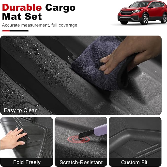 for 2017-2022 Honda CR-V Cargo Liner & Backrest Mat: Custom Fit All Weather TPE Anti Skid Waterproof Trunk Liner for CRV Accessories (Not for Hybrid or Touring)