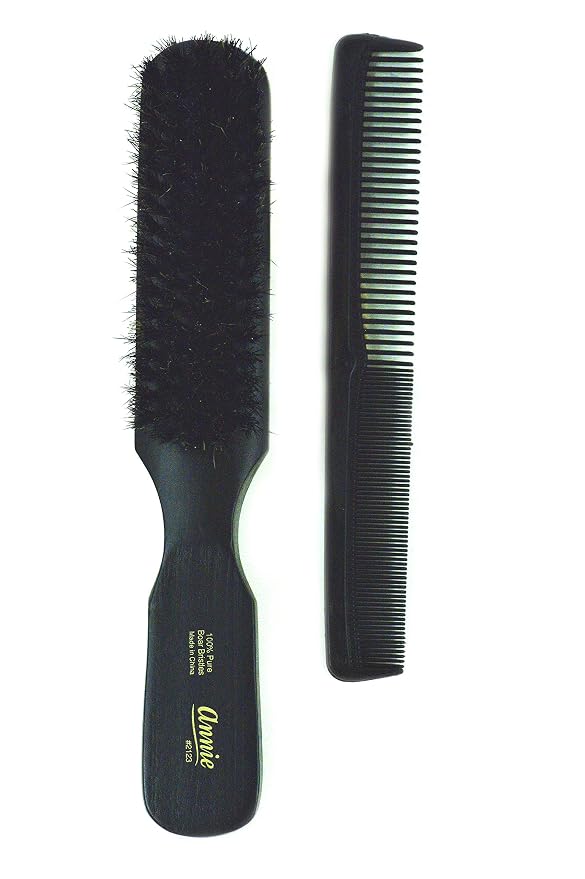 Annie Soft Mini Wave Brush #2123-100% Pure Boar Bristles, Reinforced Bristles, Black, Unisex, Wavy Hair