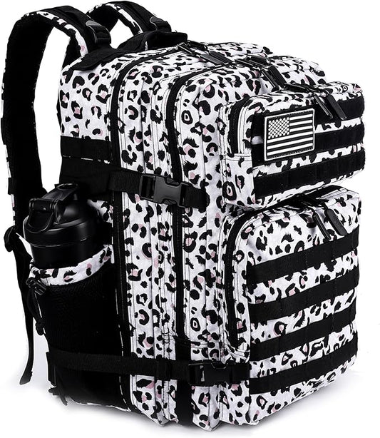 LHI Military Tactical Backpack for Men and Women 45L Army 3 Days Assault Pack Bag Large Rucksack with Molle System - Leopard