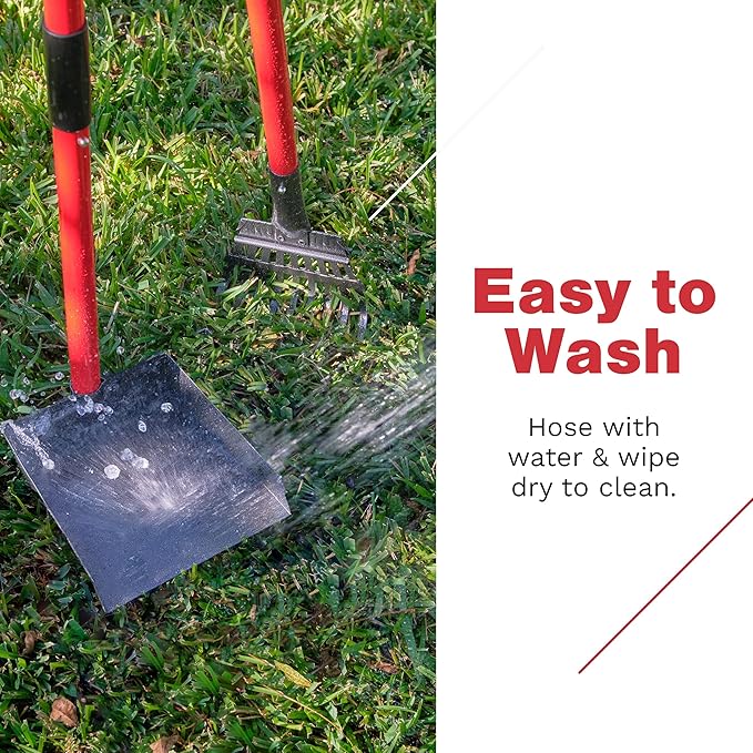 Pawler Pooper Scooper for Large Dogs and Small Dogs, Metal Poop Scooper Set with Long Handle Rake and Heavy Duty Tray for Yard, Grass, Dirt or Gravel, Heavy Duty Aluminum Poop Picker Upper