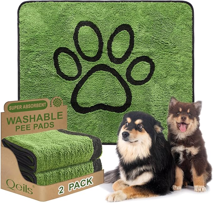 Reusable Dog Pee Pads, Washable Puppy Pads, Leak-Proof 36"x41" 2 Pack | Super Absorbent And Non-Slip Potty Training Pads, Soft Paw Print Plush Design, Ideal For Crates, Couch, Car Seats & Pet Beds