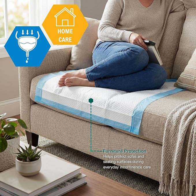 MED PRIDE Disposable Underpads 17x24 in,Super Absorbent,Incontinence,300 Ct