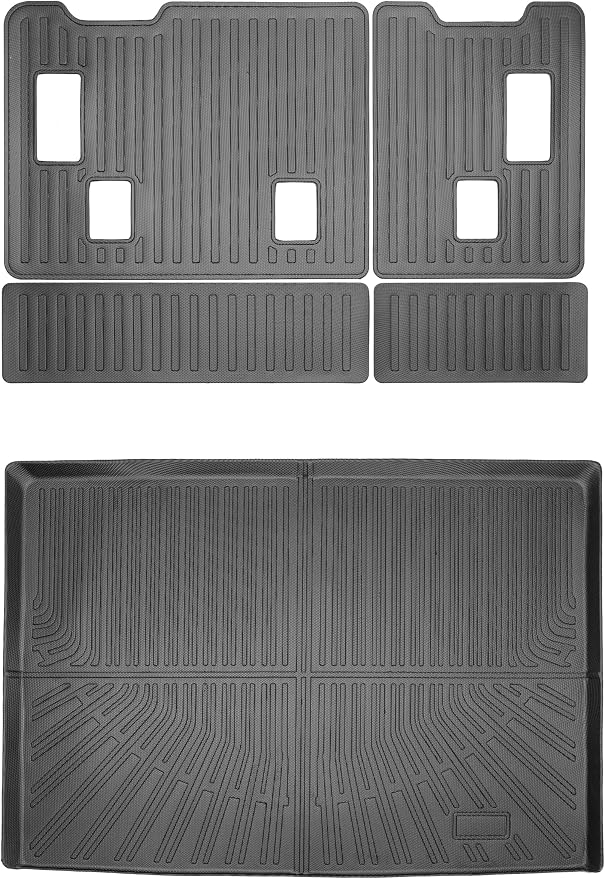 Yakitoko 3D TPE Car Trunk Cargo Liner Mat for 2015-2020 Chevrolet Suburban and GMC Yukon XL 7/8 Seat with Backrest Mat Custom Fit All-Weather Waterproof Floor Protection, Heavy Duty & Odorless