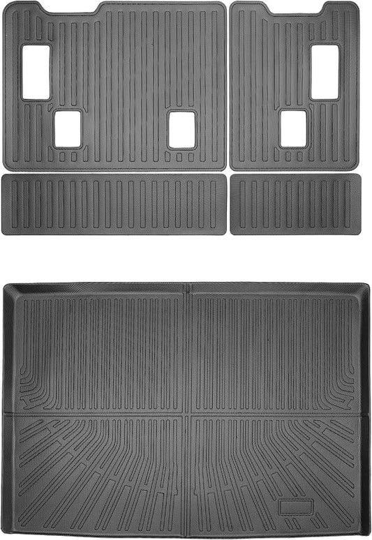 Yakitoko 3D TPE Car Trunk Cargo Liner Mat for 2015-2020 Chevrolet Suburban and GMC Yukon XL 7/8 Seat with Backrest Mat Custom Fit All-Weather Waterproof Floor Protection, Heavy Duty & Odorless