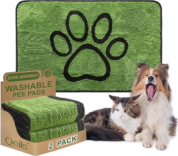 Reusable Dog Pee Pads, Washable Puppy Pads, Leak-Proof 30"x48" 2 Pack | Super Absorbent And Non-Slip Potty Training Pads, Soft Paw Print Plush Design, Ideal For Crates, Couch, Car Seats & Pet Beds