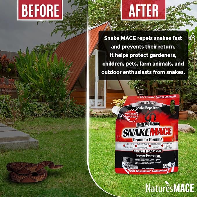 Nature’s Mace Snake Mace, Snake Repellent Granules for Yard, Outdoor Use, Keep Away Reptiles, Home, Garden, Granular Deterrent, Plant Friendly, Pet Safe, Fast Acting, 48 Ounce (Pack of 1)