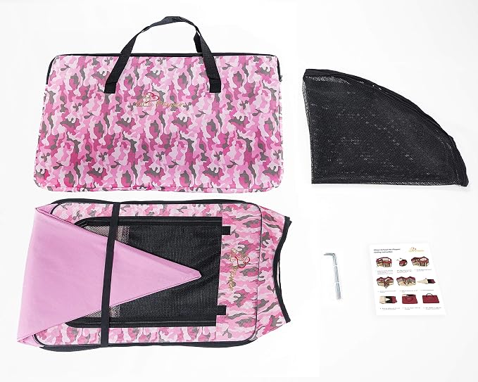 Pawer 36”×18.5” 8-Panel Foldable Pet Playpen, Pink Camouflage Pattern, Personalize Fabric Piece Available, for Cat/Dog/Puppy, 600D Oxford Cloth Portable Indoor & Outdoor Kennel with Carry Bag