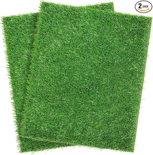 2 Pack Artificial Dog Grass Pee Pad 26" x 17", Indoor Potty Training Turf | Easy to Clean, with Drainage, Reusable, Realistic, Fake Grass Mat, for Apartment, Balcony, Outddor Use