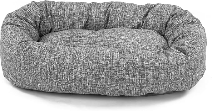 Majestic Pet Bagel Calming Dog Bed 32 in Medium, Round Washable, Lt. Black | Cozy Soft Fluffy Donut Pet Bed with Spine Support for Head Rest – Anti-Anxiety Comfort for Puppies & Dogs, 32x23x7 Inches