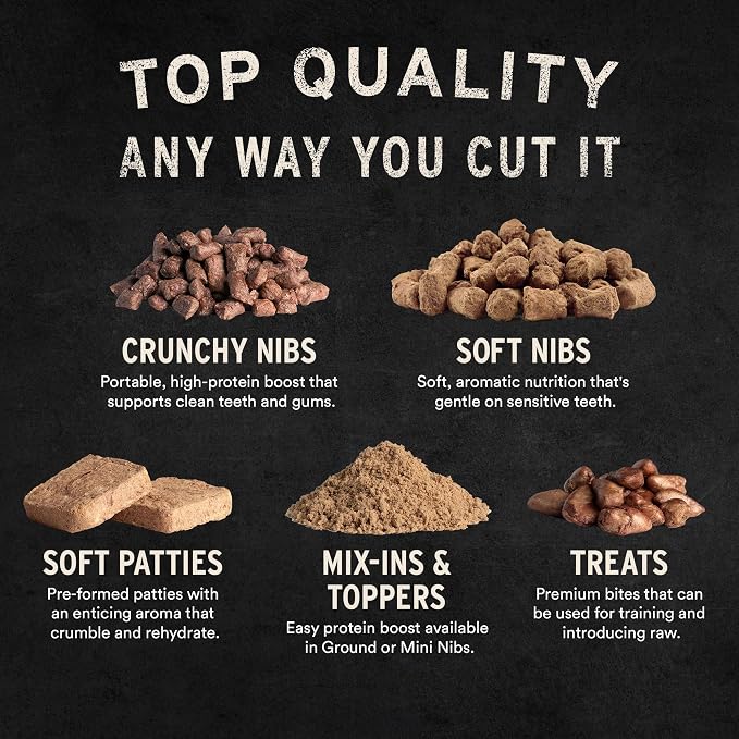 Vital Essentials Freeze Dried Dog Food, Raw Duck Crunchy Mini Nibs | Complete Meal or Topper | 96% Duck, Organs & Bone | Limited Ingredient, High Protein, Grain Free Dry Dog Food | 25 oz Bag