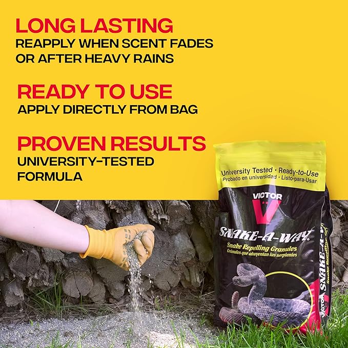 Victor VP364B Snake-A-Way Outdoor Snake Repelling Granules 4lbs, Snake Repellent for Yards, Use Against Poisonous & Non-Poisonous Species, Protects .5 Acres