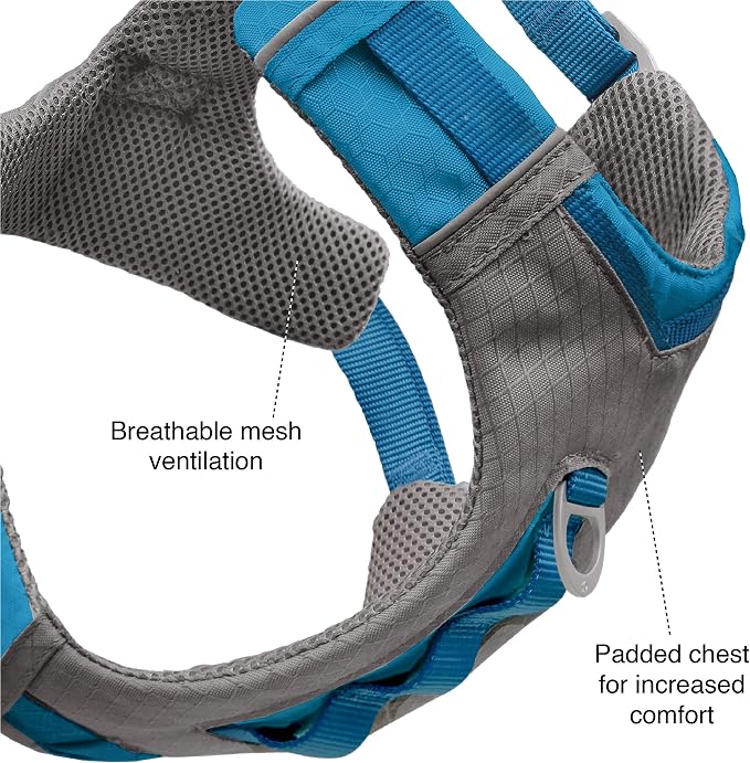 Kurgo Journey Air Dog Harness, Orange, Medium | Padded Chest, Ripstop Outer & Breathable Mesh, Back Assist Handle, Rust-Free Aluminum Hardware, Reflective Trim