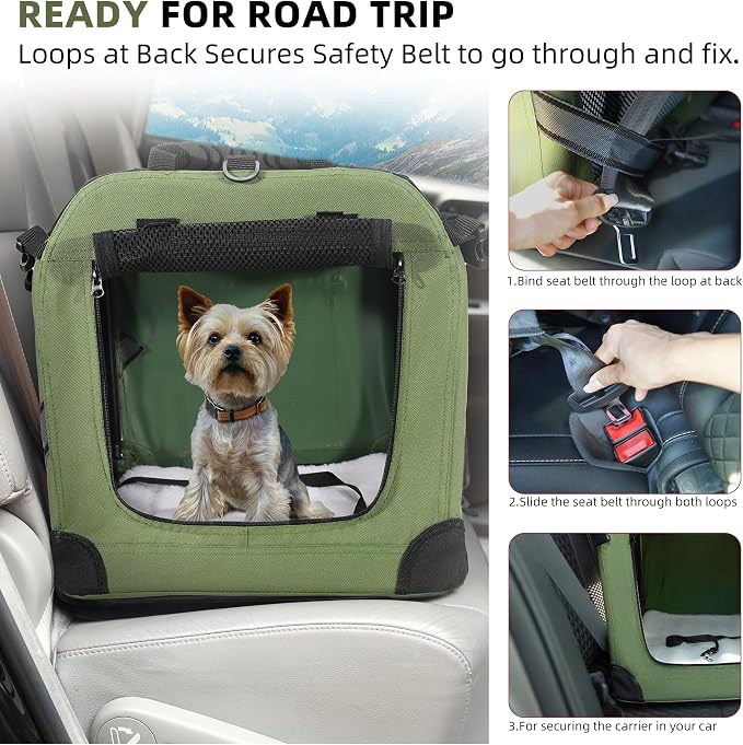 Petprsco Large Cat Carrier for 2 Cats/Small Dogs 24"x17"x17" for Car Travel | Soft Pet Carrier for Large Cats & Small/Medium Dogs, Includes Warm Blanket, Foldable Bowl & Washable Pad, for Long Car Trips