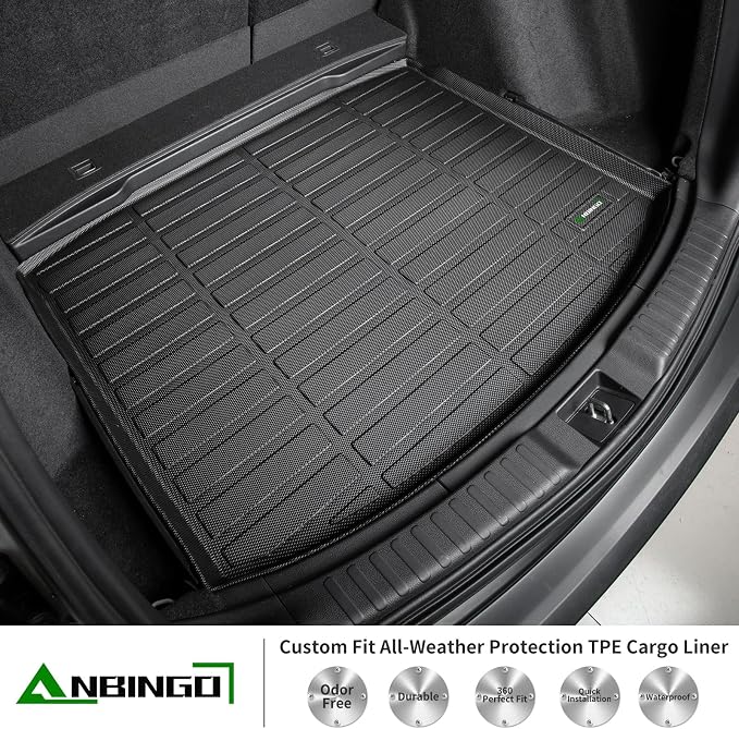 ANBINGO® Cargo Liner for for Genesis GV70 2026 2025 2024 2023 2022 (Not Fit Electrified GV70), GV70 All Weather Cargo Mats Protection TPE Waterproof Non-Slip GV70 Trunk Mats Accessories -Black
