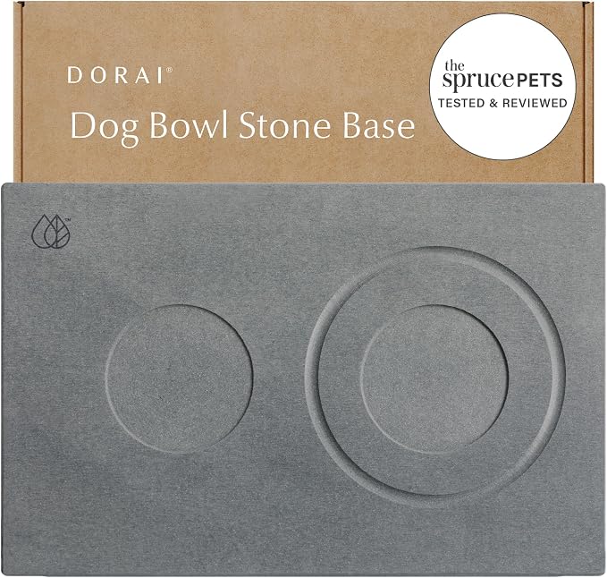Dorai Home Dog Bowl Stone Drying Mat - Pet Feeding Mat with Non-Slip Base that Absorbs Spills and Drips - Made with Diatomaceous Earth for Quick Drying - Stone Mat for Dogs - 23.6" x 15.4" - Slate