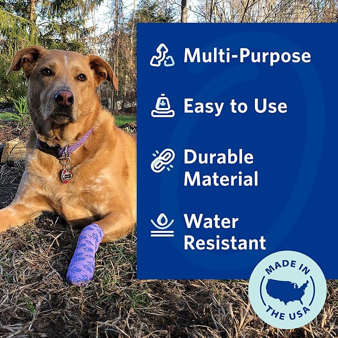 OVIK Health PetFlex Pet Pack – Flexible Self-Adhering Elastic Bandage for Wound Care – First Aid Wrap for Small Animals Like Dogs, Cats, and Other Pets - 2 inch, 6 Rolls