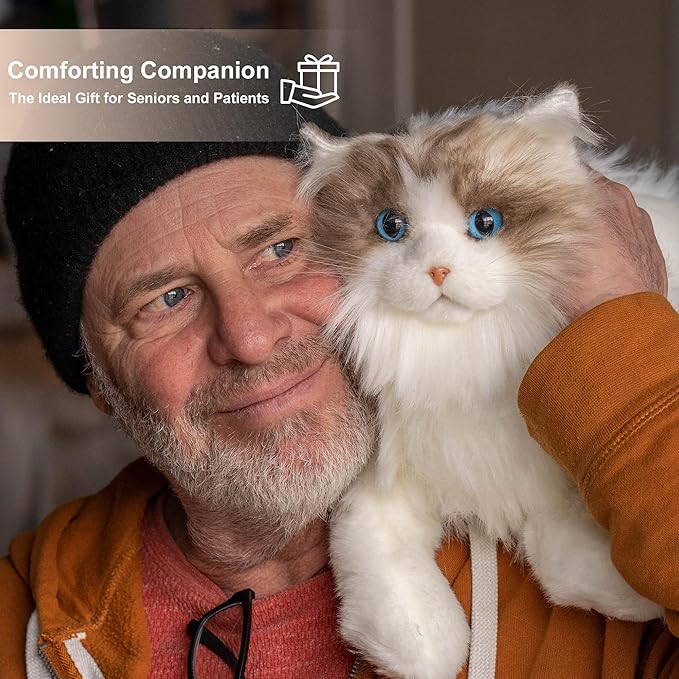 Chongker Stuffed Animals Handmade Realistic Cat Plush Toy for Elderly Adults Women Kids Cat Pet Lover Surprise Gifts
