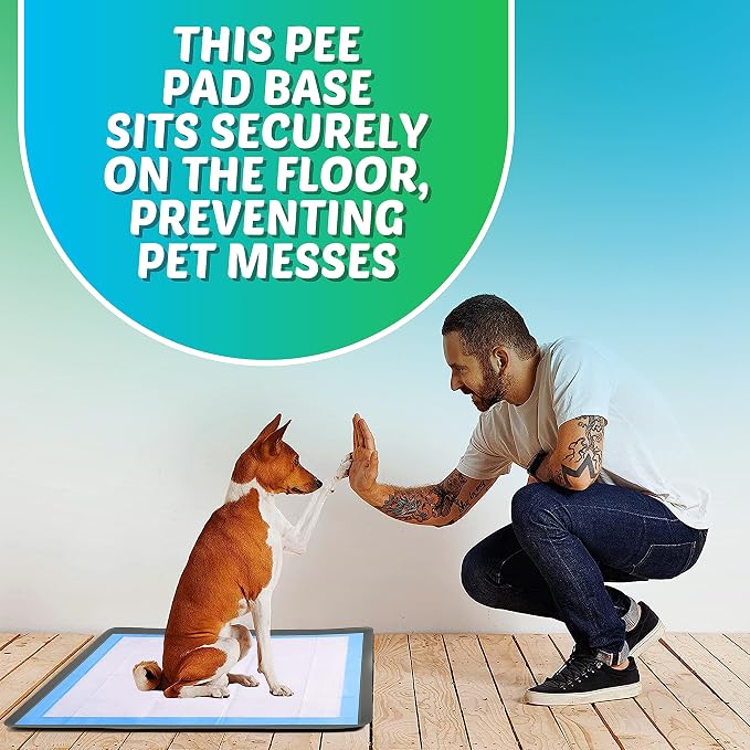 Dog Pee Pad Holder - Fits Up to 36” x 36” Pee Pad - 2 Pack - Grey | Stable Grip, Soft Edges, Quick Wipe Silicone Surface, Dog Pad Holder for Indoor Flooring Protection
