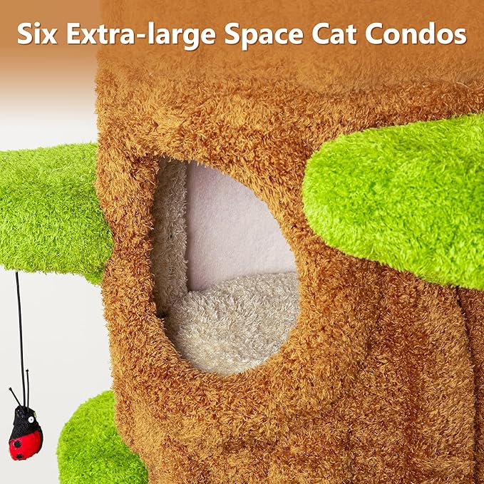 2-Pack 90.5" Tall Cat Tree for Indoor Cats, KAMABOKO Multi-Level Tall Cat Tower with Sisal-Covered Scratching Posts, Plush Perches, Hanging Toys & Spring Toys, Large Kitty Condo with Jumping Platforms