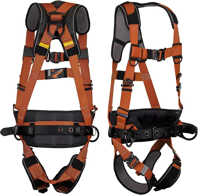 Warthog Comfort MAXX - Safety Harness for Construction – Fall Protection Equipment with Removable Belt and Lumbar Support, Side D-Rings, and Padding, OSHA & ANSI Compliant (S-M)