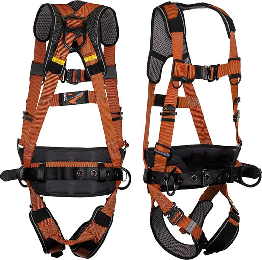 Warthog Comfort MAXX - Safety Harness for Construction – Fall Protection Equipment with Removable Belt and Lumbar Support, Side D-Rings, and Padding, OSHA & ANSI Compliant (L-XL)