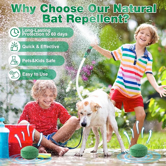 24 Pack Bat and Bird Repellent - Natural Peppermint Oil Eagle Repellent for Attic Indoor Outdoor Patio Garden Porch, Pet and Family Safe, Ready to Use, Dark Green