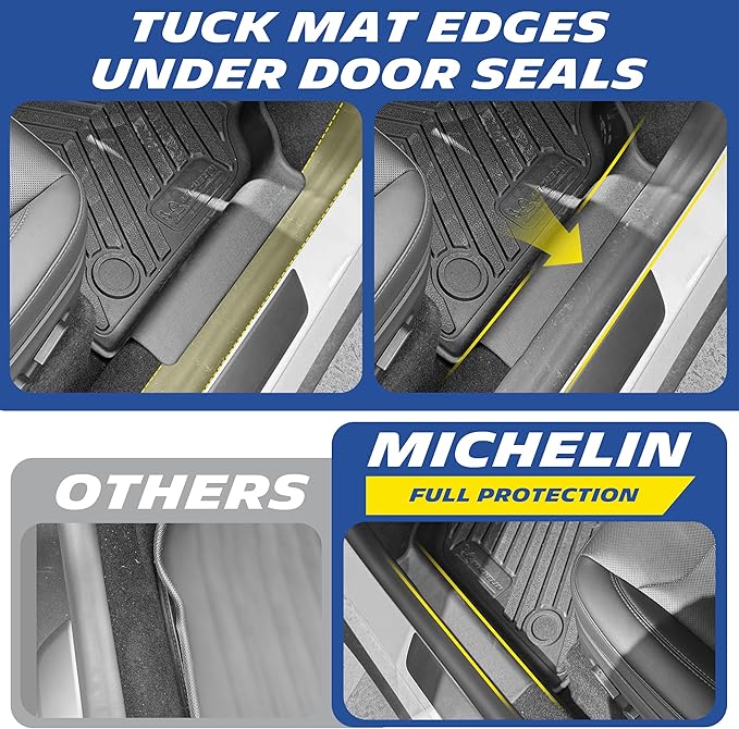 Michelin Vehicle Mat, All-Weather TPE Custom Fit Liner for Tesla Model Y 5 Seat Floor Mats 2025-2027 (11 Piece), Premier