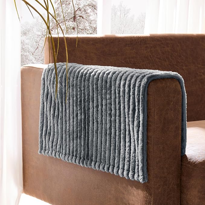 100% Waterproof Couch Arm Covers 2pcs, Fuzzy Chair Arm Covers Thick Soft Recliner Chair Armrest Protectors, Non-Slip Couch Armrest Cover Pet mats for Sofa (Titanium Gray, 22" x 22" 2 Pack)
