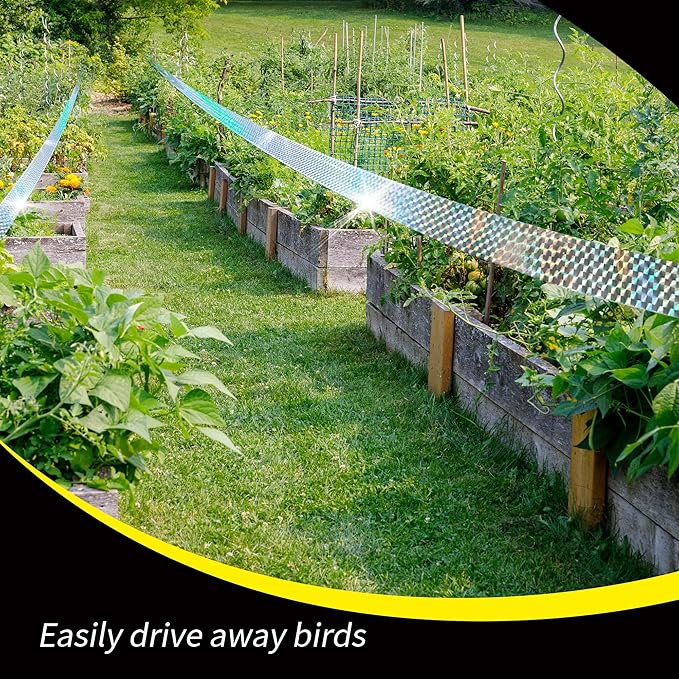 Bird Scare Tapes 500FT*2 Reflective Flash Tape for Birds, Bird Scare Device Double Side Ribbon Scare Birds Away for House, Garden, Yard, Orchard, Patio, Outdoor