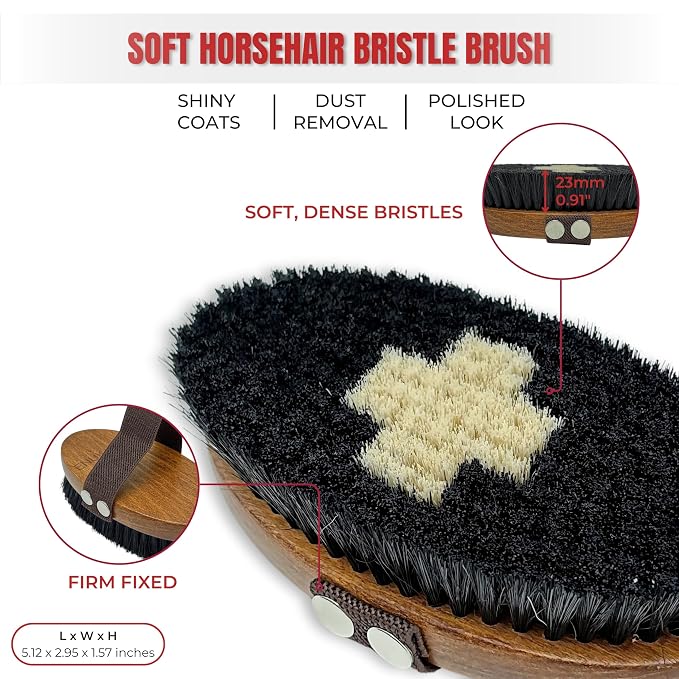 Wooden Pet Grooming Kit for Short-Haired & Double-Coated Dogs Cats Horses- Includes Bristle Brush, Massage Brushes & Deshedding Tools -Dog Brush for Shedding - Best Deshedding Comb - Idea Gift