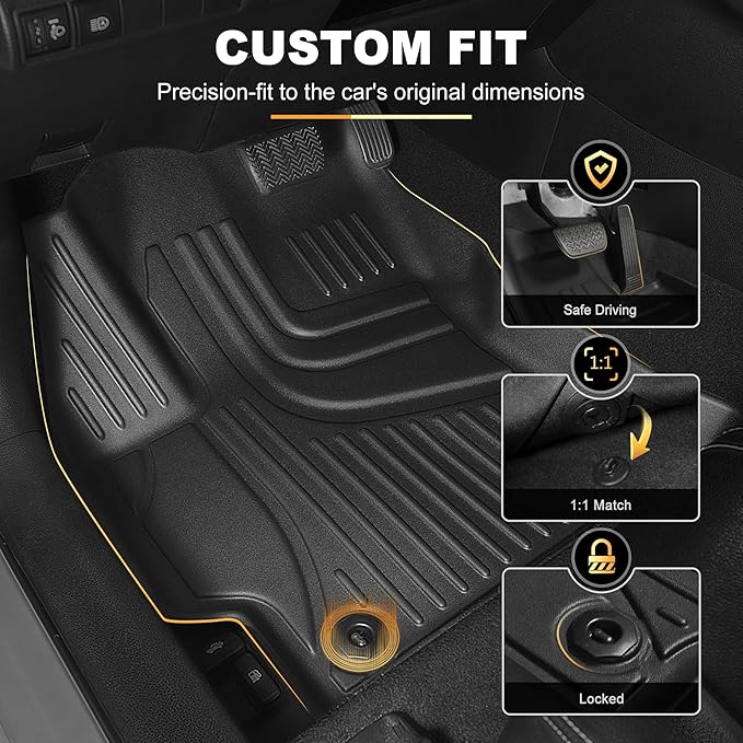 Automotive Floor Mats & Cargo Liners Compatible with 2014 2015 2016 2017 2018 2019 Toyota Corolla Floor Mats & Trunk Mat Set, All Weather TPE Floor Liners Cargo Mats (Not fit Hatchback Model).