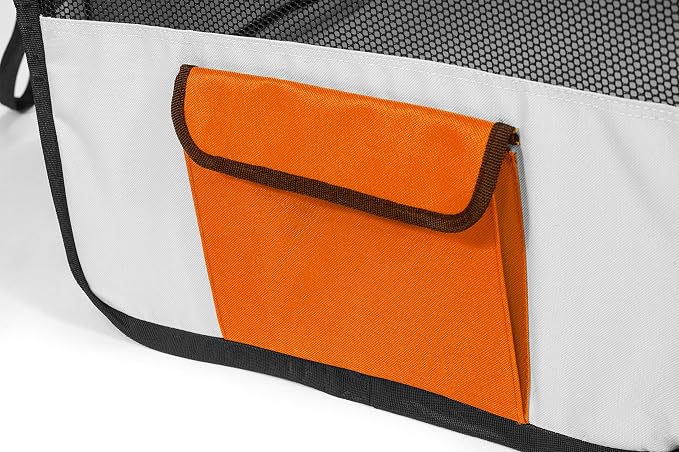 Pawer 36”×18.5” 8-Panel Foldable Pet Playpen, Orange+Grey, Personalize Embroidery Extra Fabric Piece Available, for Cat/Dog/Puppy, 600D Oxford Cloth Portable Indoor & Outdoor Kennel with Carry Bag