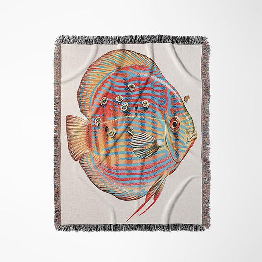 3dRose Discus Fish with Young Feeding Off of The Parent Fish Woven Blanket