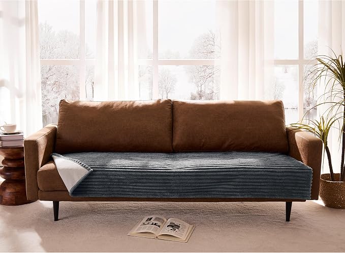 Waterproof Couch Cover for Dogs Non-Slip, Fuzzy Soft Pet Couch Covers for Sofa, Pet Friendly Area Rug Dog Bed Covers Washable Sofa Cover Mat (Titanium Gray, 58" x 82" 1 Pack)